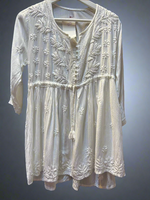 chikankari short kurti frock style white