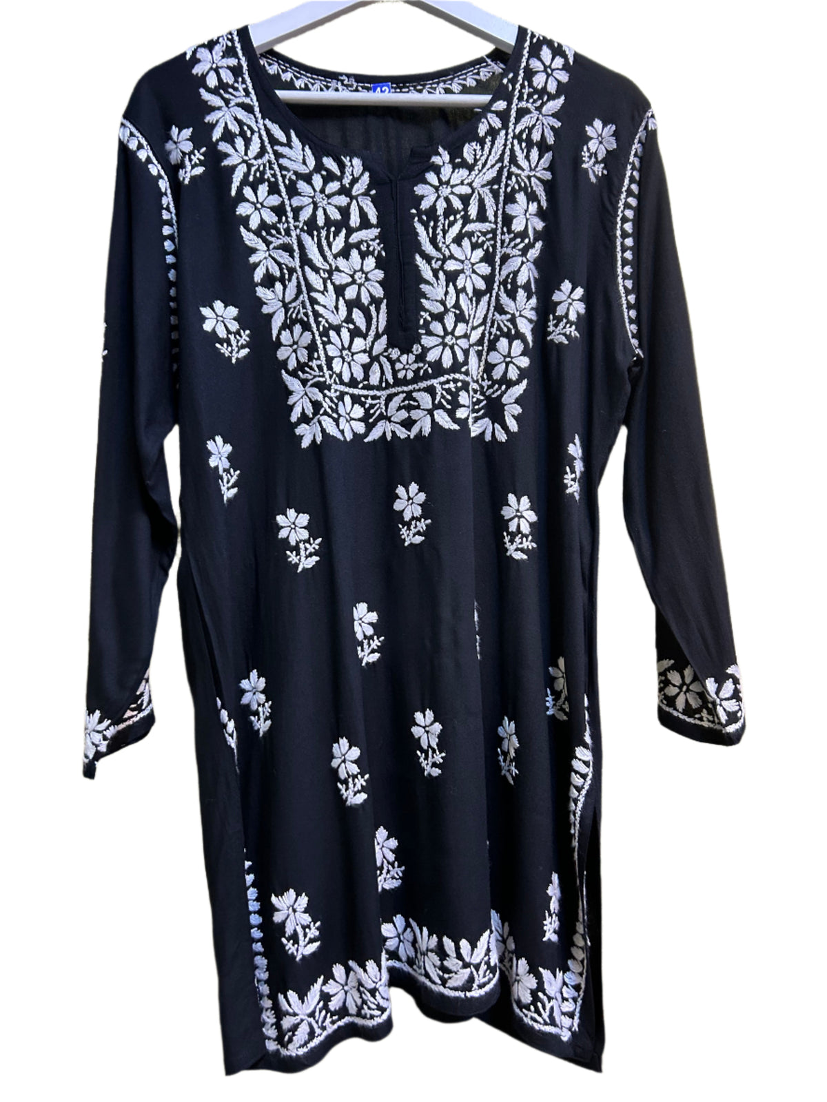 Chikankari white floral hand embroidery top