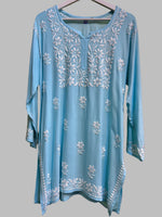 Chikankari white floral hand embroidery top