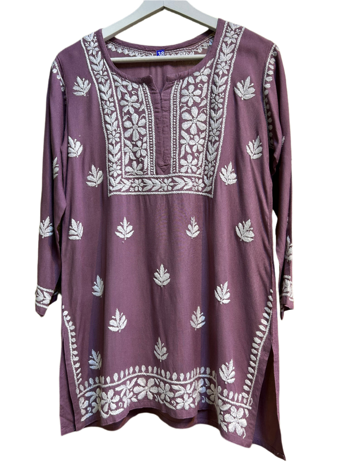Chikankari white floral hand embroidery top