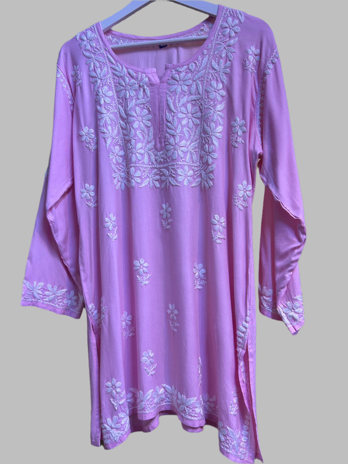 Chikankari white floral hand embroidery top