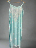 Chikankari embroidered slip summer kurti turquoise