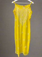 Chikankari embroidered slip summer kurti yellow