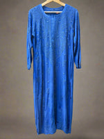 blue chikankari viscose long kurti