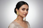 14K Gold Plated Kashmiri Jhumka Earrings | Long Kundan Party Wear Earrings