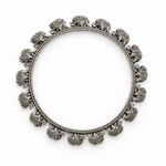 Elephant bangle flat lay on white without the black stand