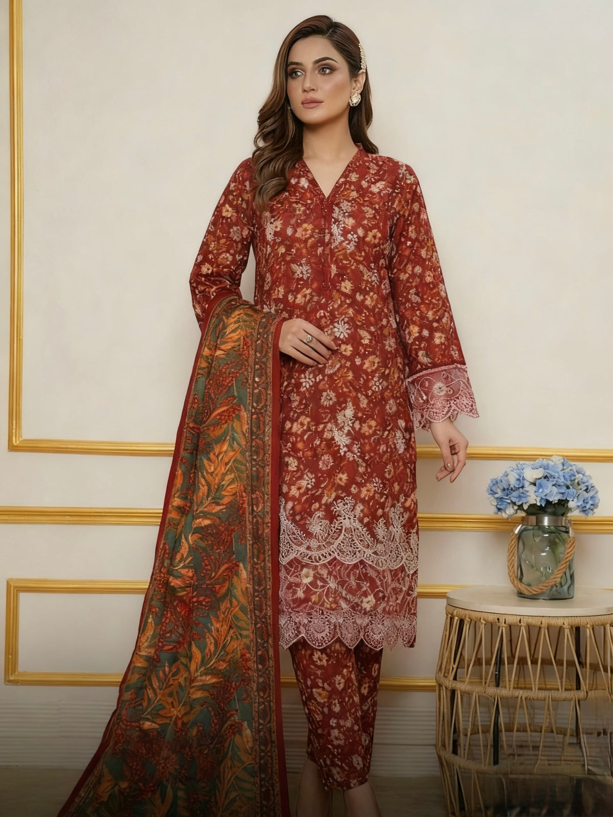 Embroidered Pakistani Khaddar Eid Dress for Women in London