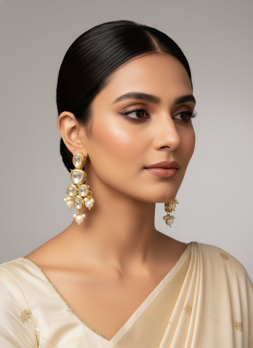 gold plated kundan earrings by famaza couture 