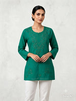 The Aaliyah Peach Chikankari Embroidered Cotton Kurti