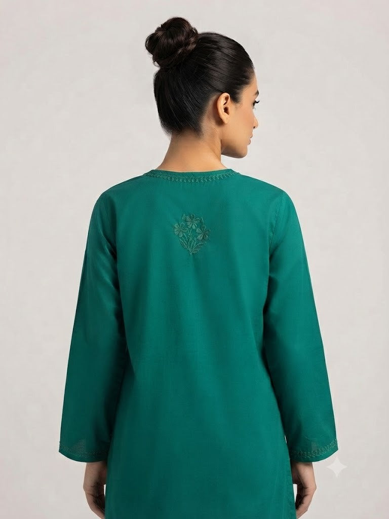 The Aaliyah Peach Chikankari Embroidered Cotton Kurti