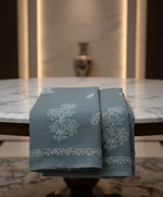 grey colour cotton saree with hand embroidered chikankari saree by famaza couture 