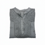 grey short kurti with tone to tone hand embroidery 