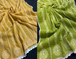 green and beige chikankari kota doriya duppata 