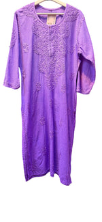 lavender chikankari khadi kurti front view