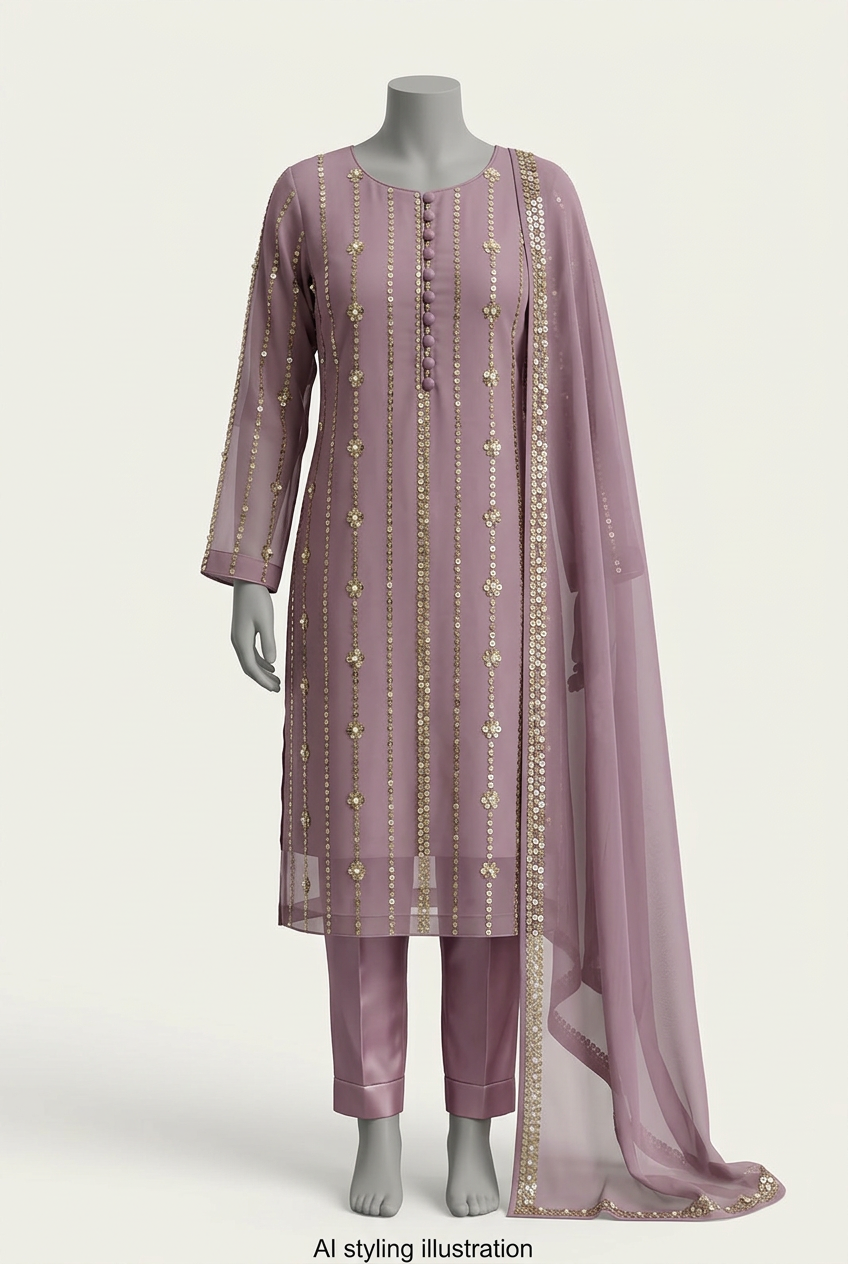 Lavender Shan-e-Sheeba full-outfit styling illustration