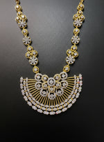 long necklace Gold plated with silver and golden polished and white and golden stones of American diamondsby famaza couture 