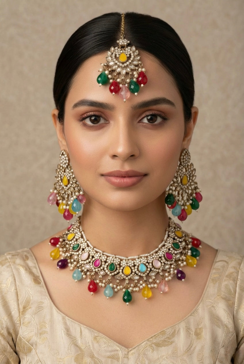 multicoloured-ad-jewellery-set-rose-gold-bridal