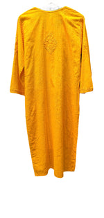mustard chikankari khadi kurti rear view