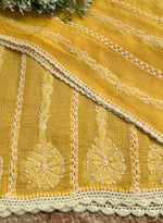 mustard kota doriya duppata embroidery detail
