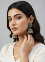 Oxidised jhumkey earrings sterling silver traditional jhumka