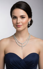 party wear American diamonds double layer jewellery set by famaza couture 