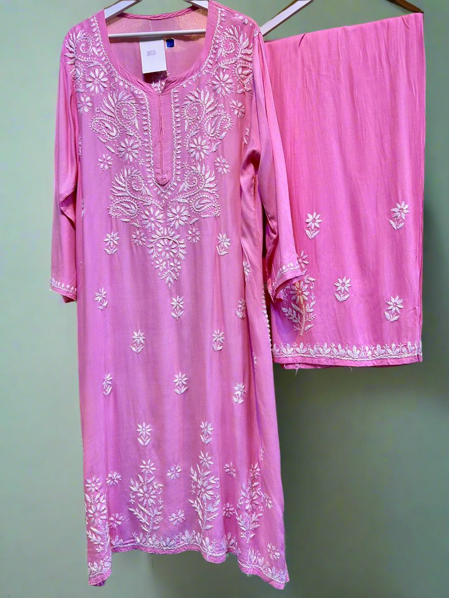 Chikankari - Palazzo set - Plus size - Kurta/Shirt/Top with Trousers