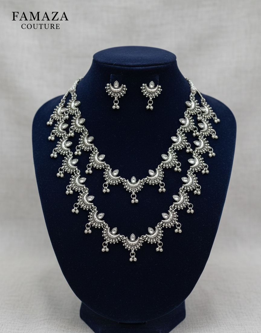 Statement antique silver jewellery set with emerald green stones – jewellery store on Ealing Road Wembley