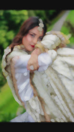 White Pakistani Bridal Gharara - Jahan Aara Kimkhab Nikah Dress - Silver Embroidery Wedding dress- Luxury Walima & Reception Wear