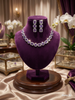 Thepurple gemstones with silver plating choker necklace and matching dangling earrings 