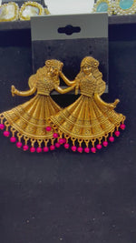 Dancing dolls earrings in Antique Gold