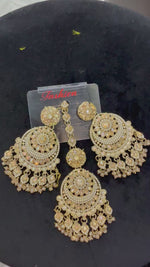 Noor-E-Kundan Pearl Antique Gold Tikka & Earring Set
