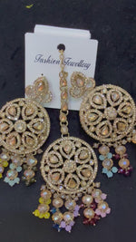 The Rangreza Kundan Antique Gold Multi-Stone Tikka & Earring Set