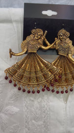 The Radha Dandiya Antique Gold Navratri Statement Earrings