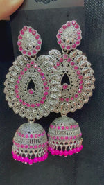 Aalia Oxidised Teardrop Jhumka Earrings