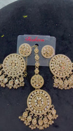 The Rosalind | Rose Gold Cubic Zirconia Earrings & Maang Tikka Set