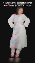 Hand-Painted Floral Chikankari Kurti - Unique Designer Top | Famaza couture