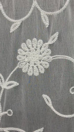 White chiffon dupatta with Kashmiri aari jaal embroidery all over the dupatta.