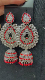 Aalia Oxidised Teardrop Jhumka Earrings