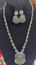 The "Aurelia" Royal Medallion Oxidised Necklace & Chandbali Set | Jewellery set