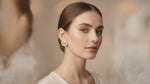 Traditional Kundan Brass Stud Earrings | White Nano Beaded Border | Ethnic Occasion Wear