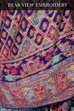 rear view of the kanni silk hand crafted duppata with silk and zari thread. 