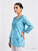 The Aaliyah Peach Chikankari Embroidered Cotton Kurti