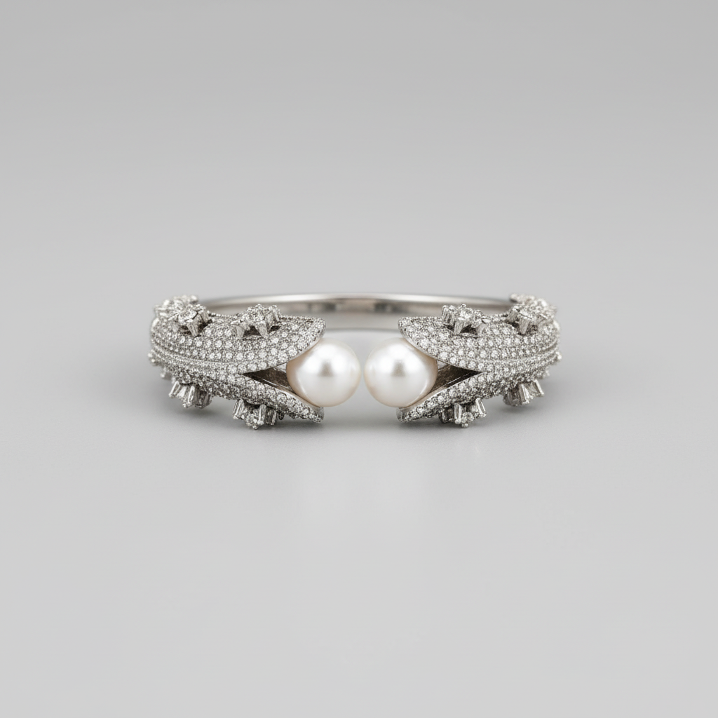 The Eleanor Pearl and Crystal Openable Cuff