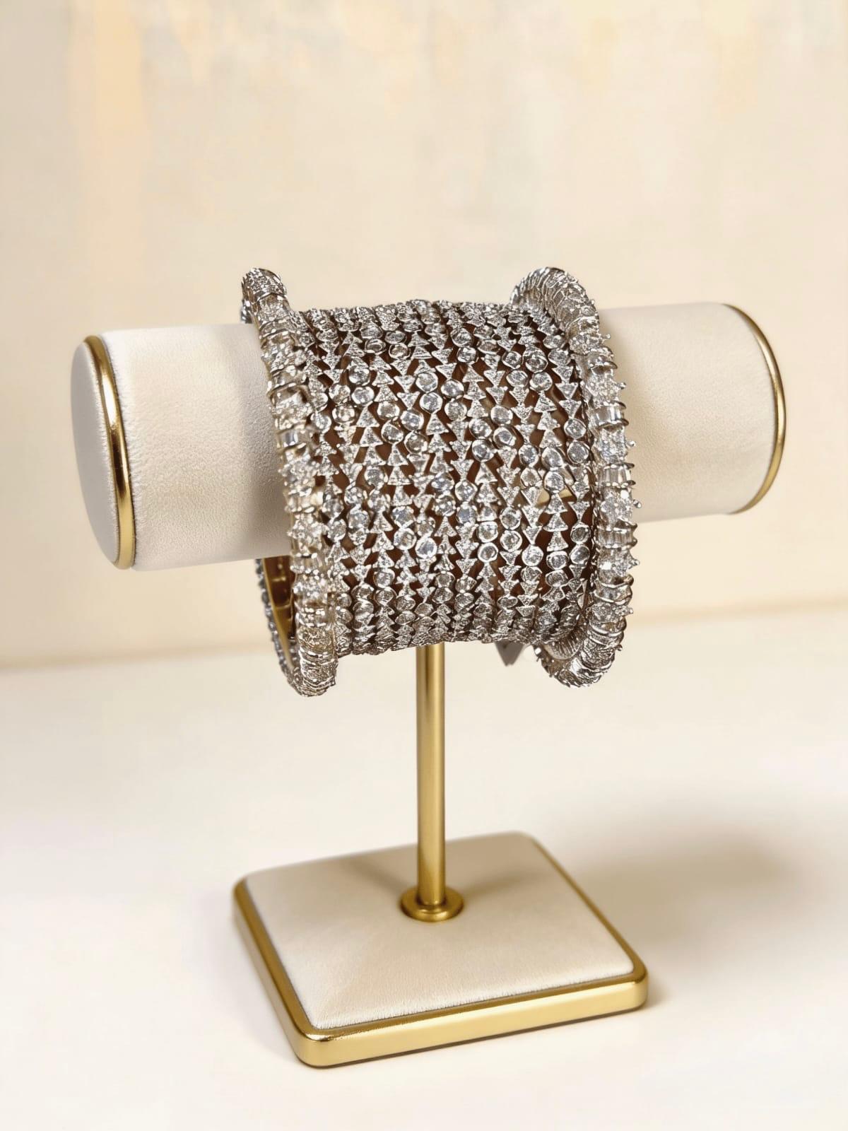 silver american diamond kara bangles