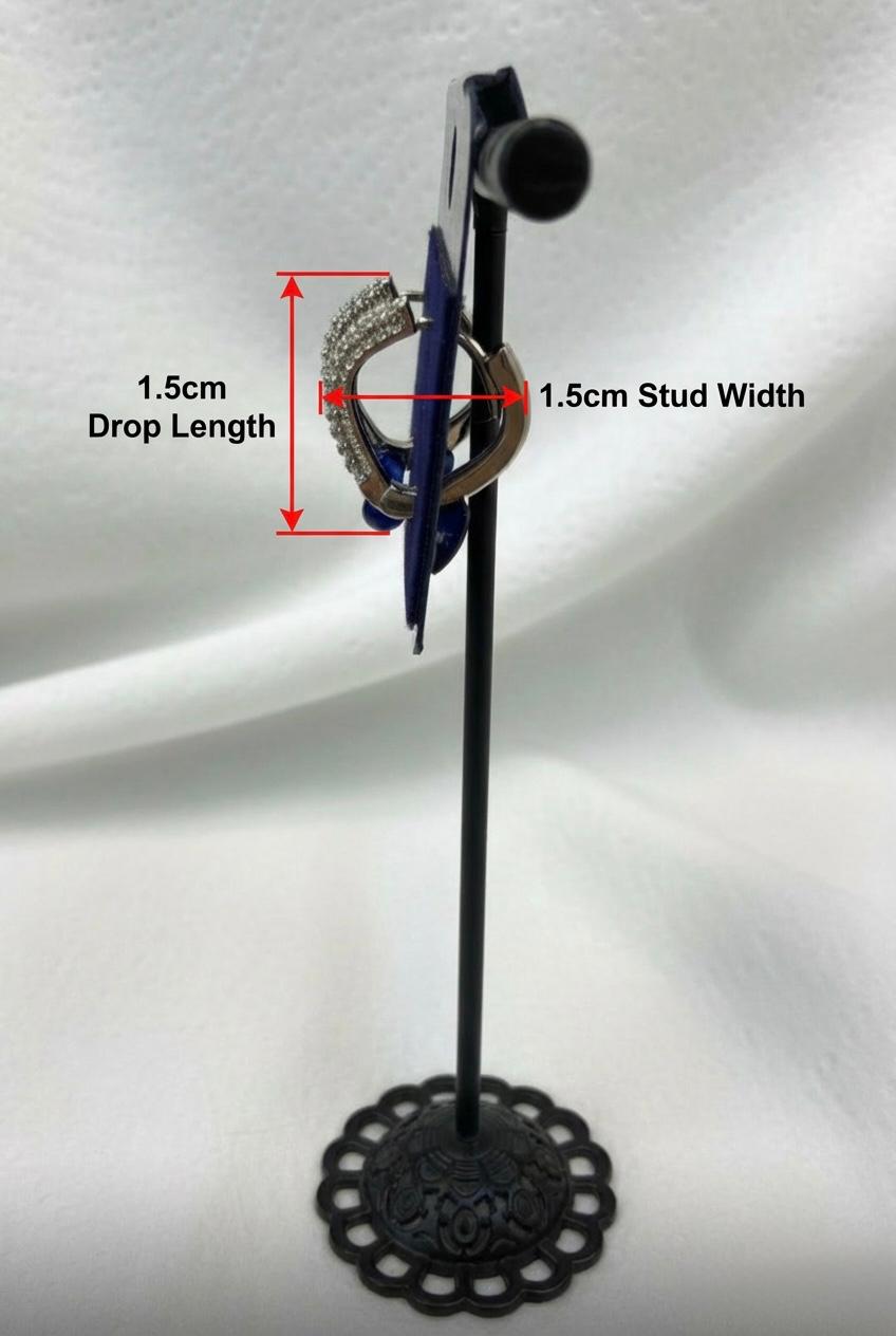 silver hoop earring stud with white cubic zirconia stones. 