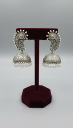 silver kundan stone earrings by famaza couture 
