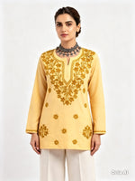 The Aaliyah Peach Chikankari Embroidered Cotton Kurti