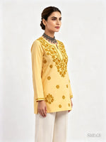 The Aaliyah Peach Chikankari Embroidered Cotton Kurti