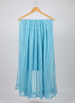sky blue kota doria duppata with hand embroidery on all over the duppata. 
