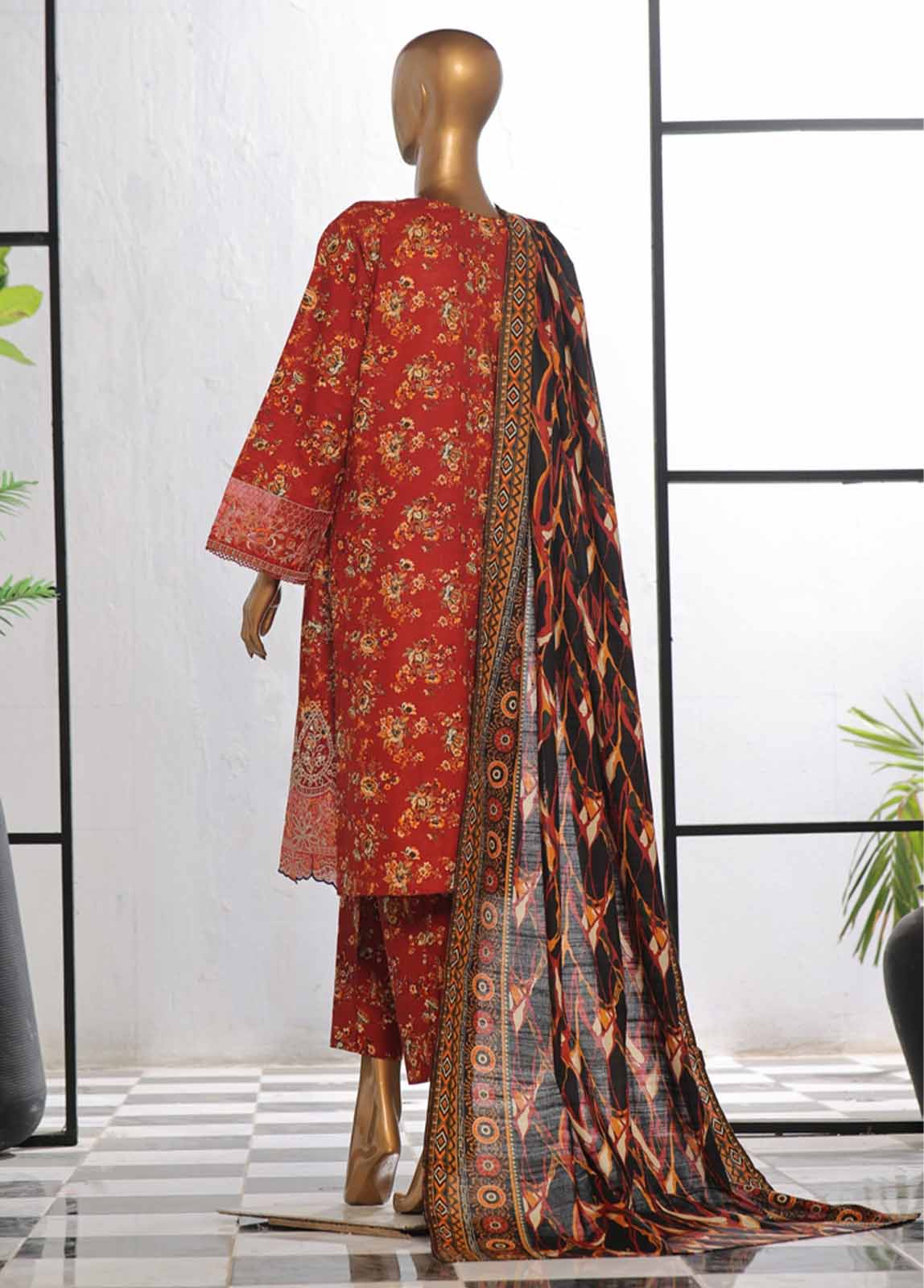 Traditional Pakistani Embroidered 3 Piece Suit for Eid